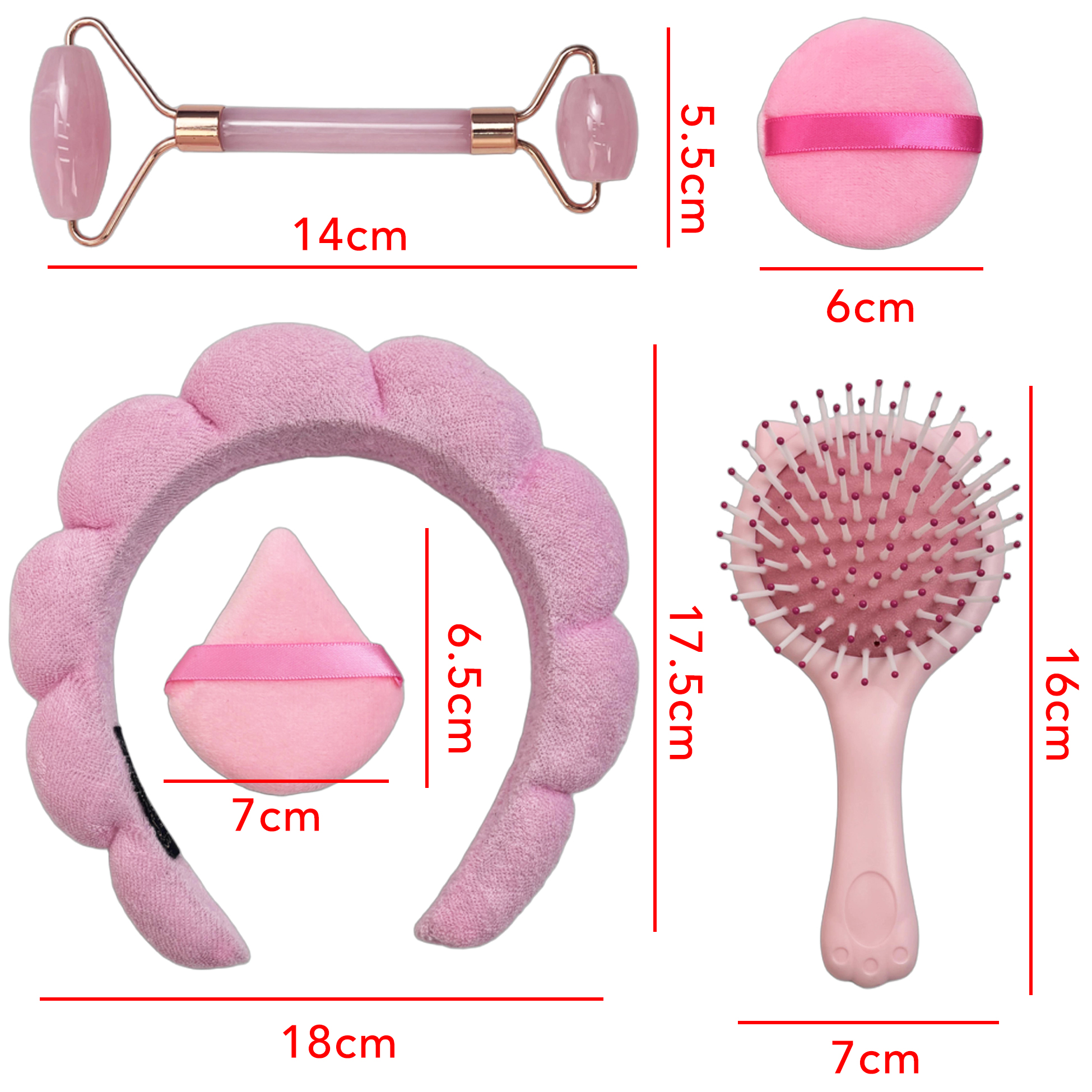 Set of 5 Pink Rose Quartz Beauty Set