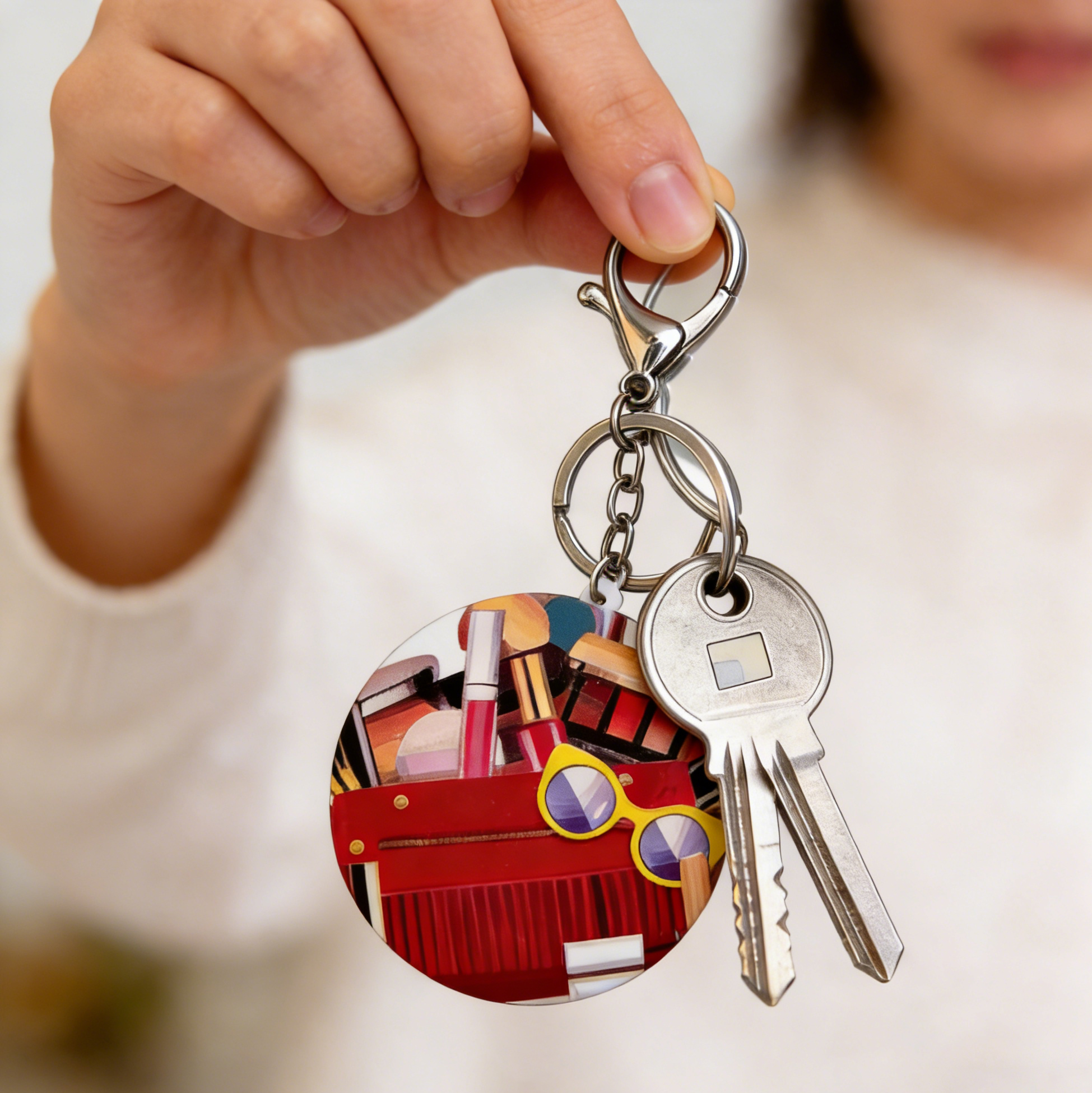 Retro Makeup Case Print Compact Mirror