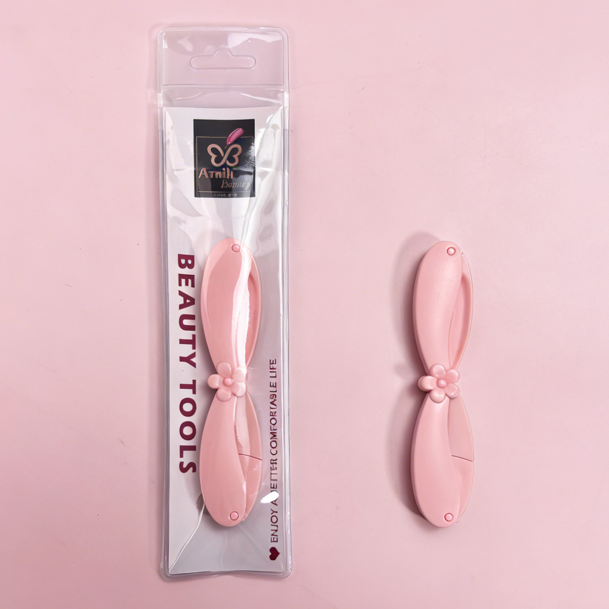 2-in-1 Foldable Eyebrow Razor & Comb Tool with Cute Flower Design