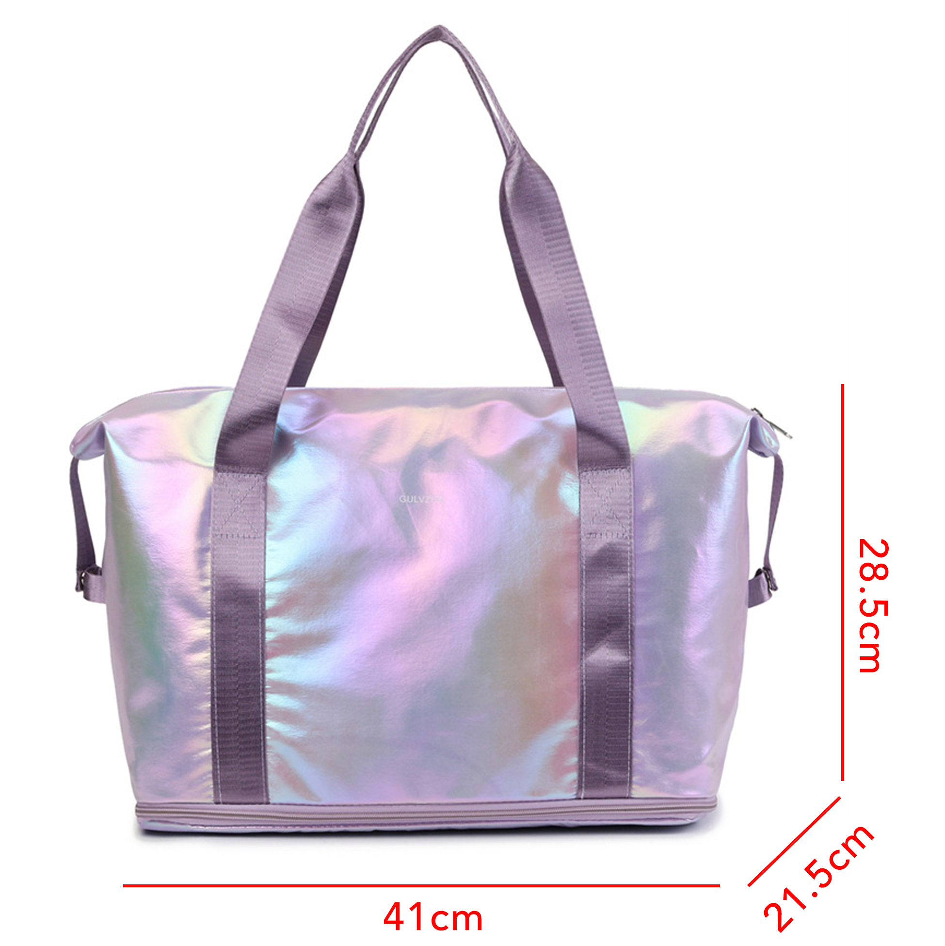 Holographic Gym Tote Bag, 41L Waterproof Iridescent Sports Travel Duffle Bag