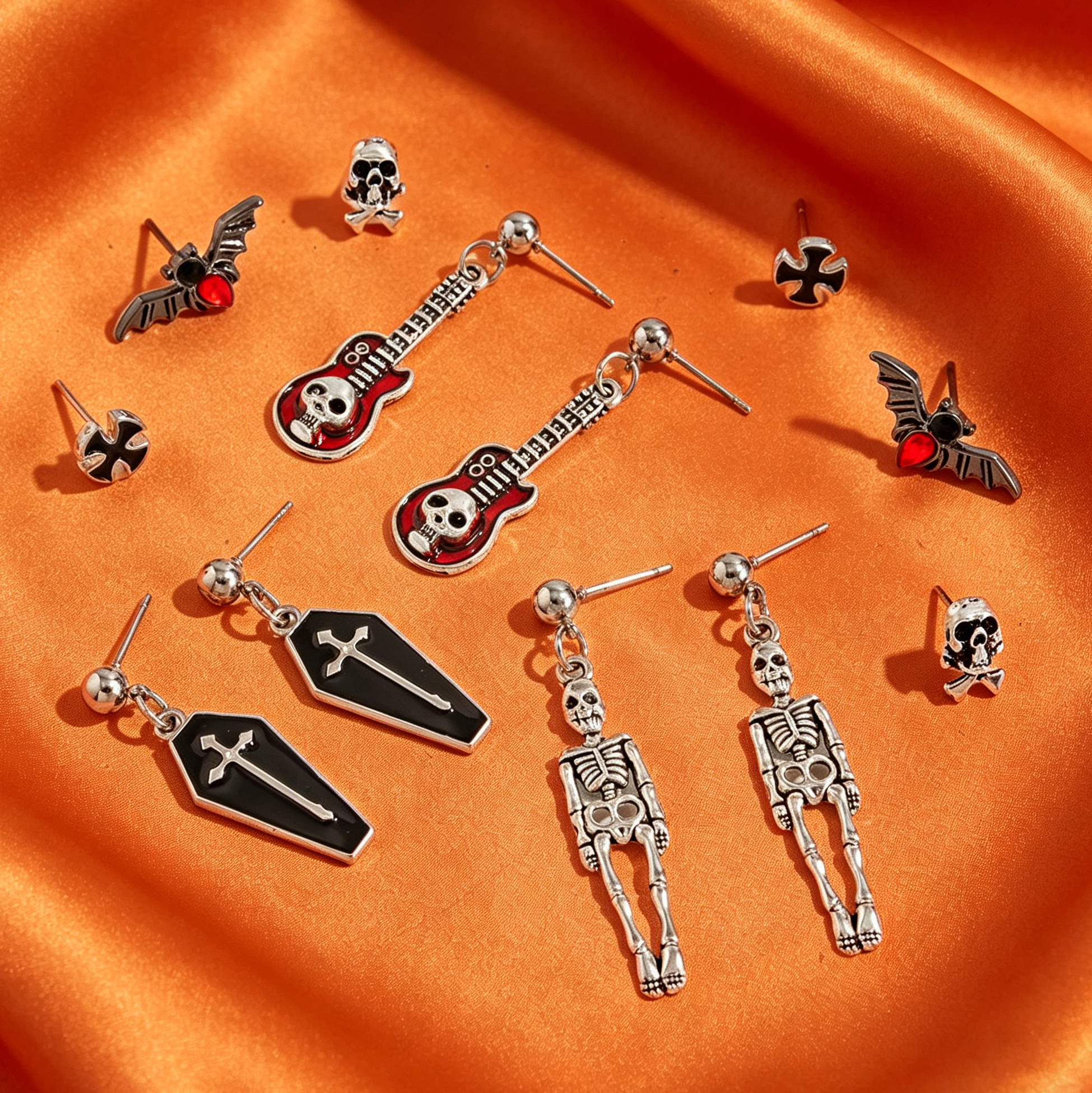 6 Pairs Halloween Gothic Earrings Set for Women
