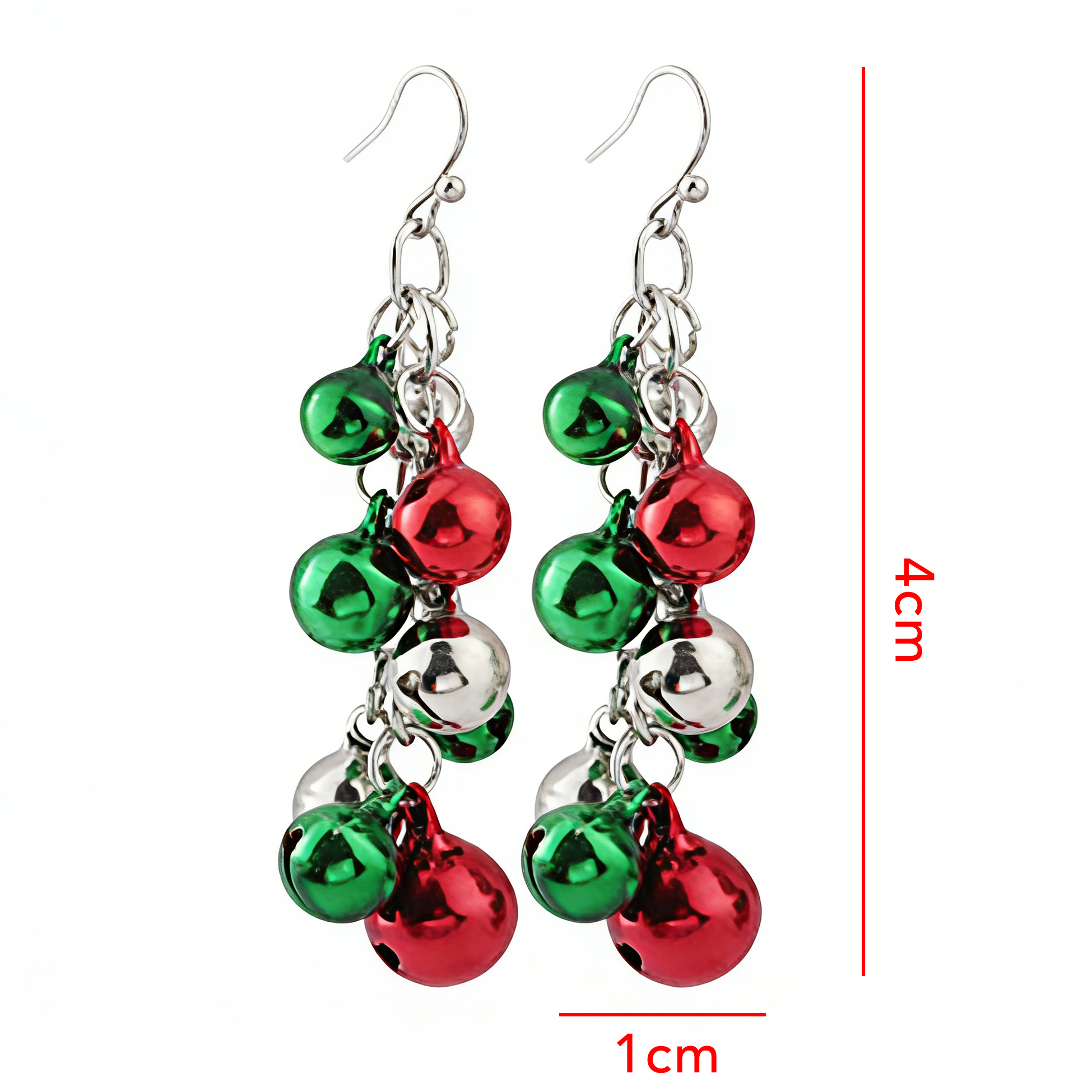Christmas Jingle Bell Cluster Dangle Earrings