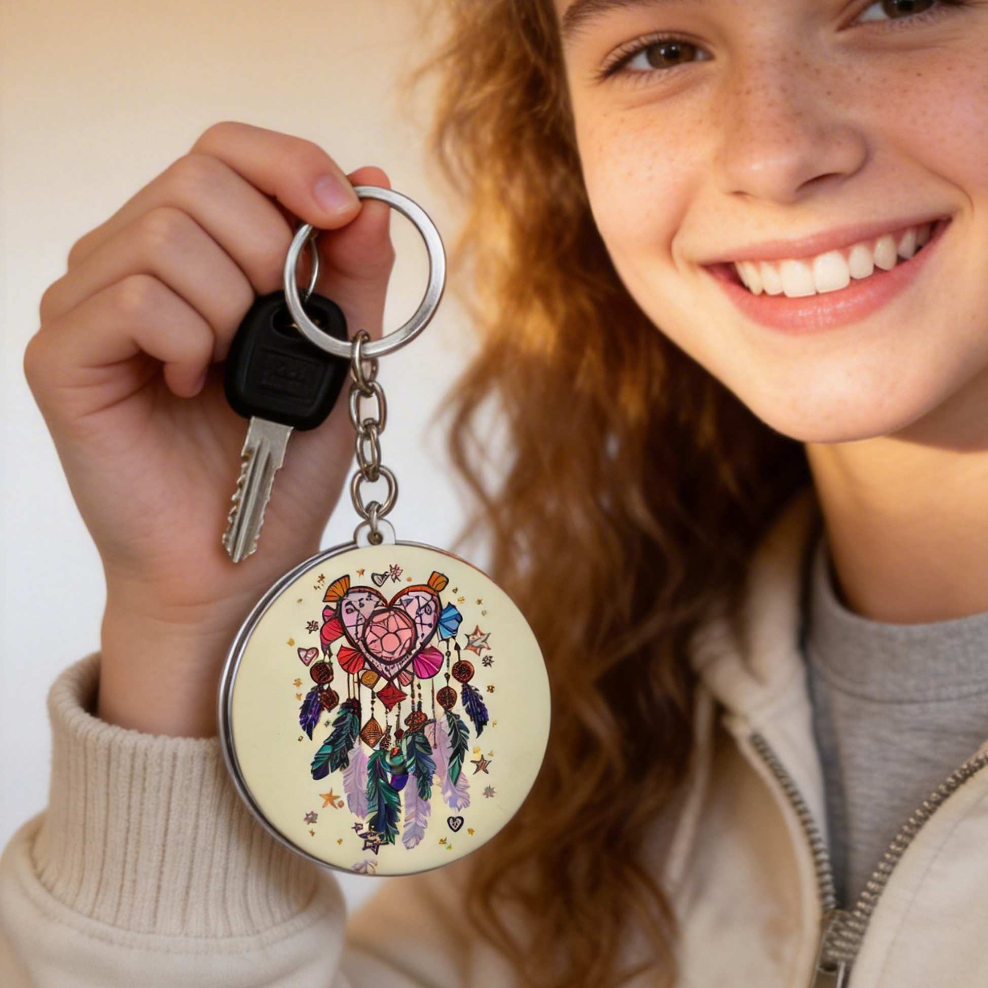 Heart Dreamcatcher Print Compact Mirror