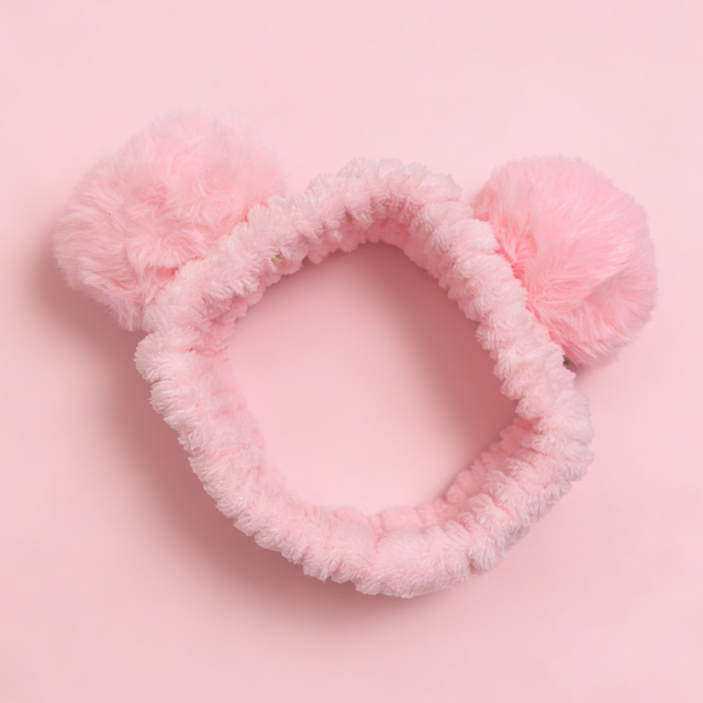 Pink Pom-pom Spa Headband