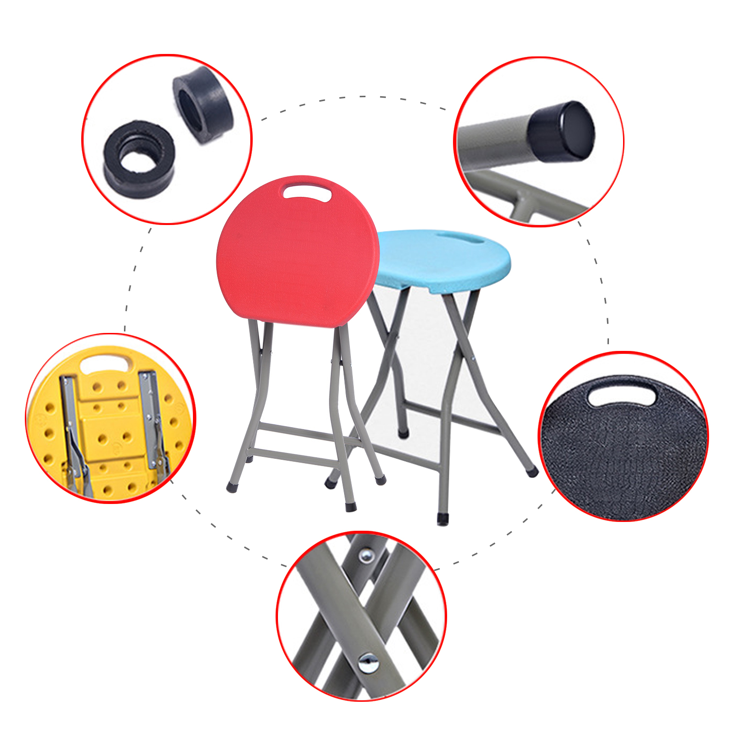 Plastic Stool Thickened Adult Simple Folding Chair Household Folding Stool Portable Outdoor Simplicity Small round Stool
