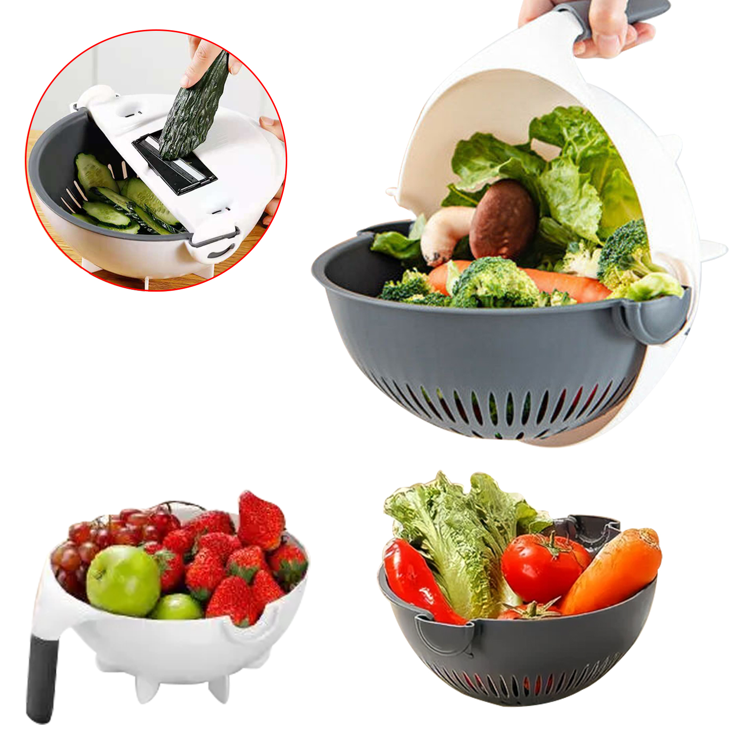 Vegetable Cutter Slicer Multi-functional Drain Basket Vegetable Cutter Slicer Grater Fruit Kitchen & Vegetables Cut Tools