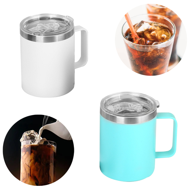 10oz/12oz/14oz Stainless Steel Double Wall Vacuum Insulated Travel Tumbler Coffee Mug Wine Cup Coffee Mug with Handle
