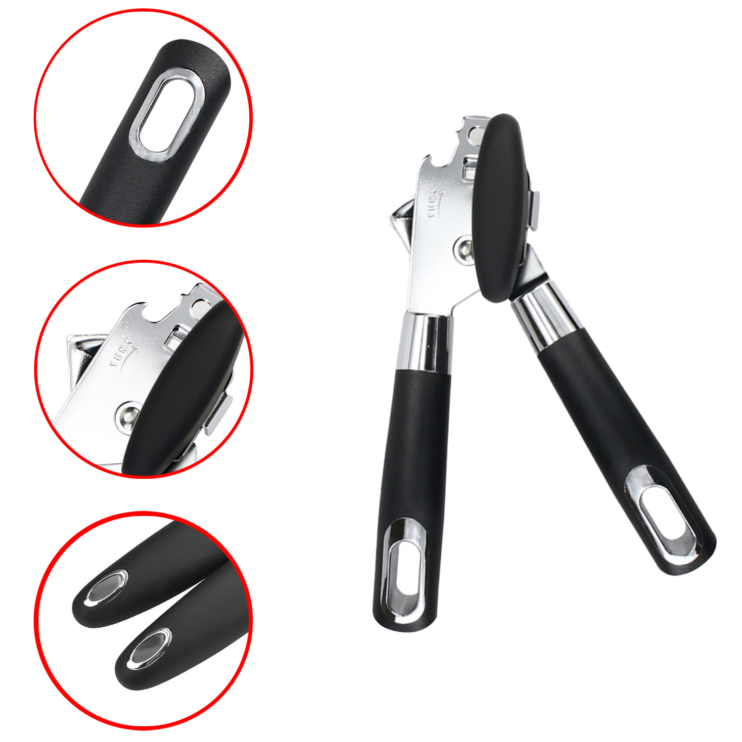  Can Opener Multi-use Stainless Steel Ergonomic Wide Application Tin Opener for Home
