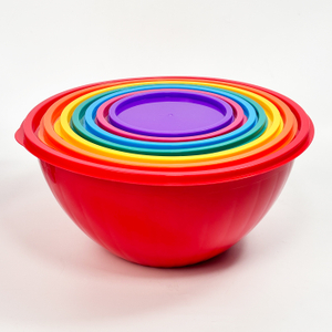7-Piece Colorful Plastic Mixing Bowls Set