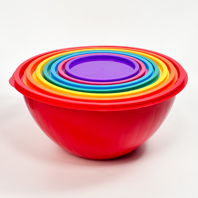 7-Piece Colorful Plastic Mixing Bowls Set