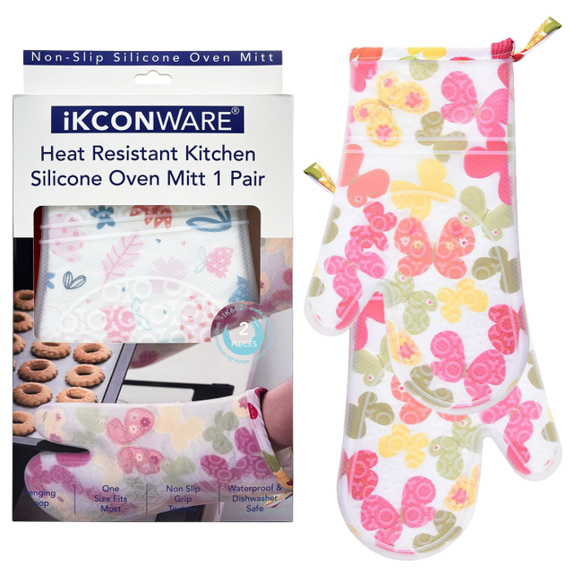 Heat-Resistant Kitchen Silicone Oven Mitt 1 Pair
