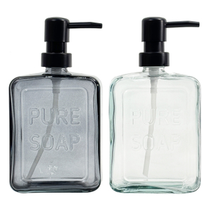 500ml Vintage Clear Glass Soap Dispenser with Black Pump