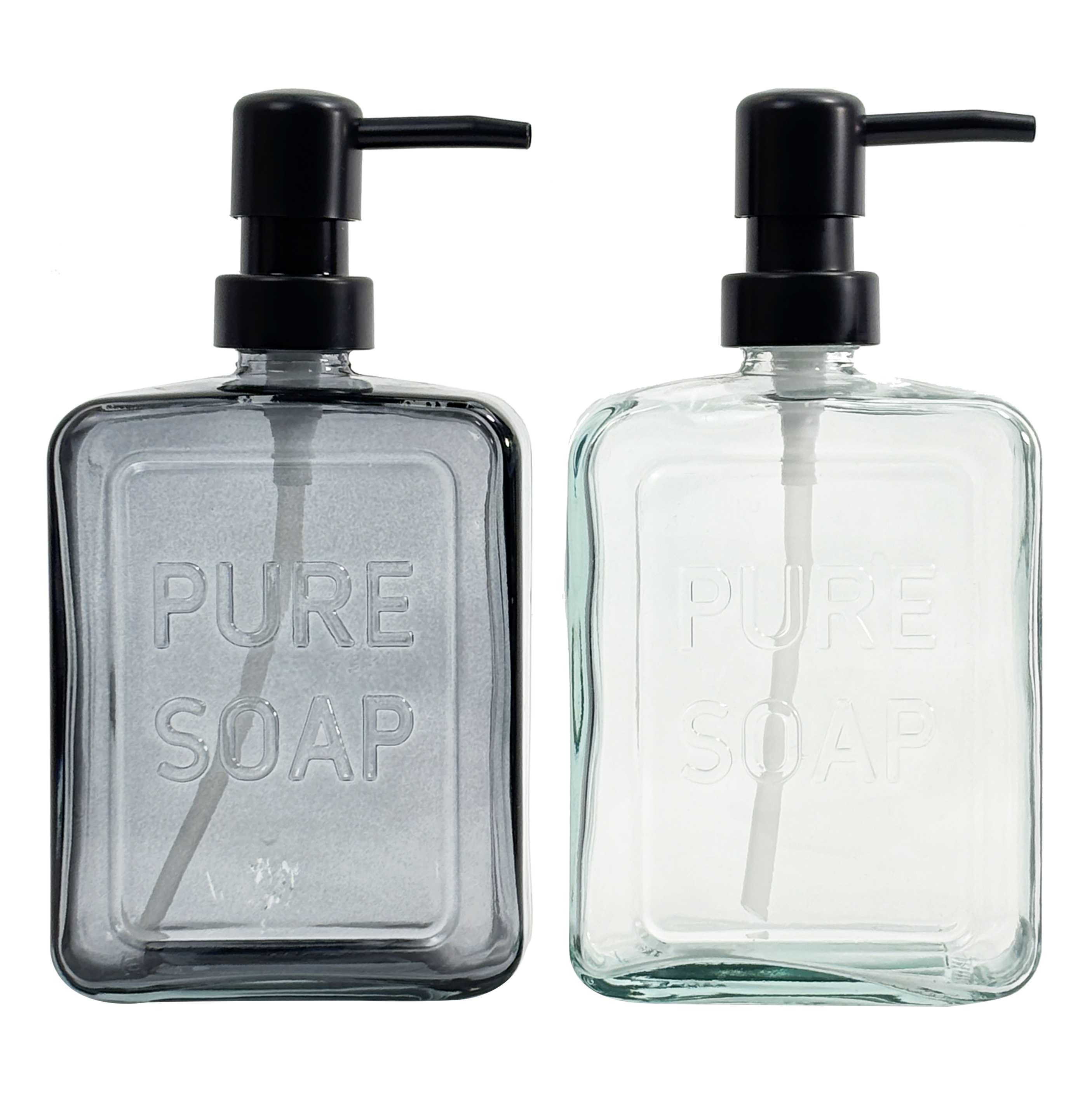 500ml Vintage Clear Glass Soap Dispenser with Black Pump