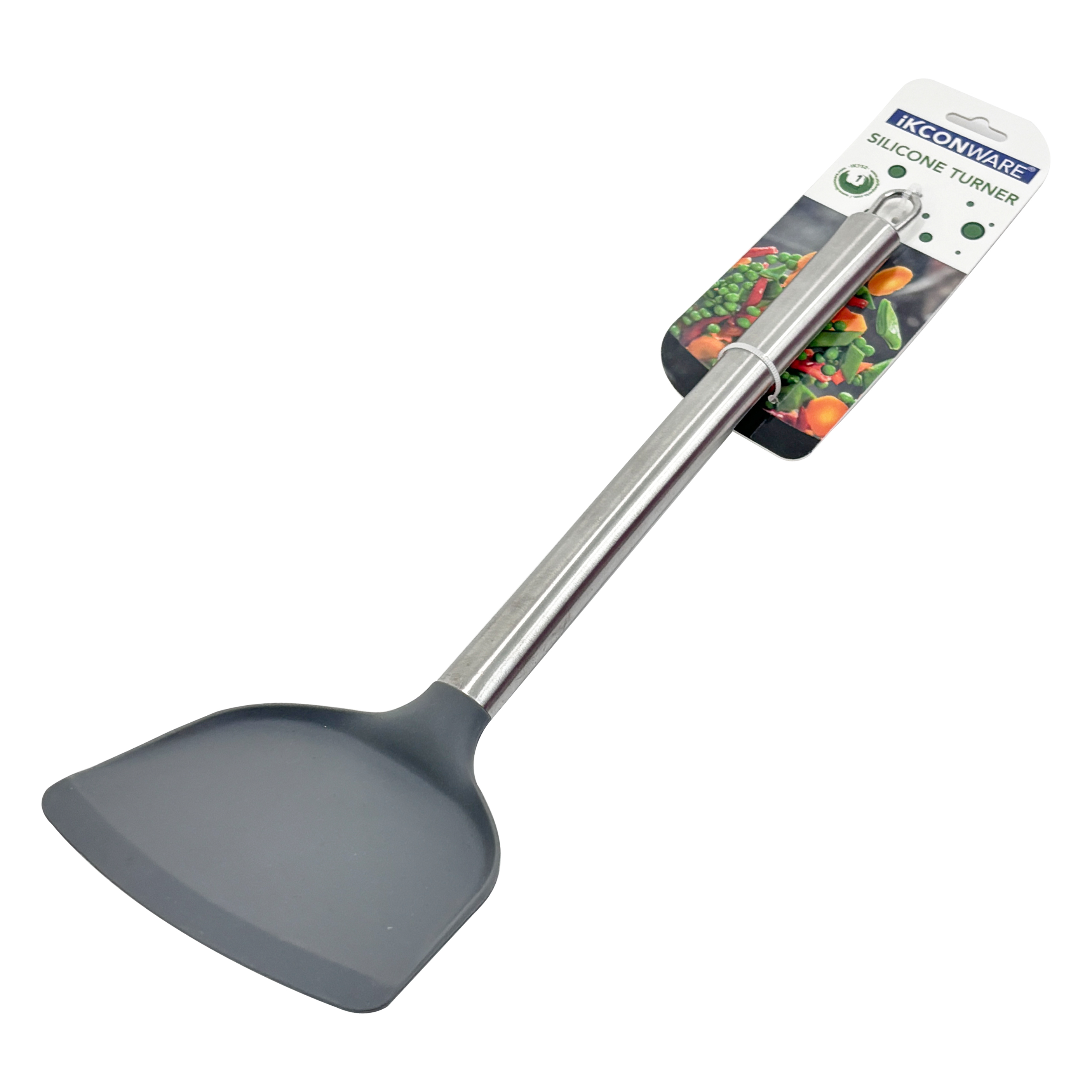 Premium Stainless Steel Handle Black Silicone Turner