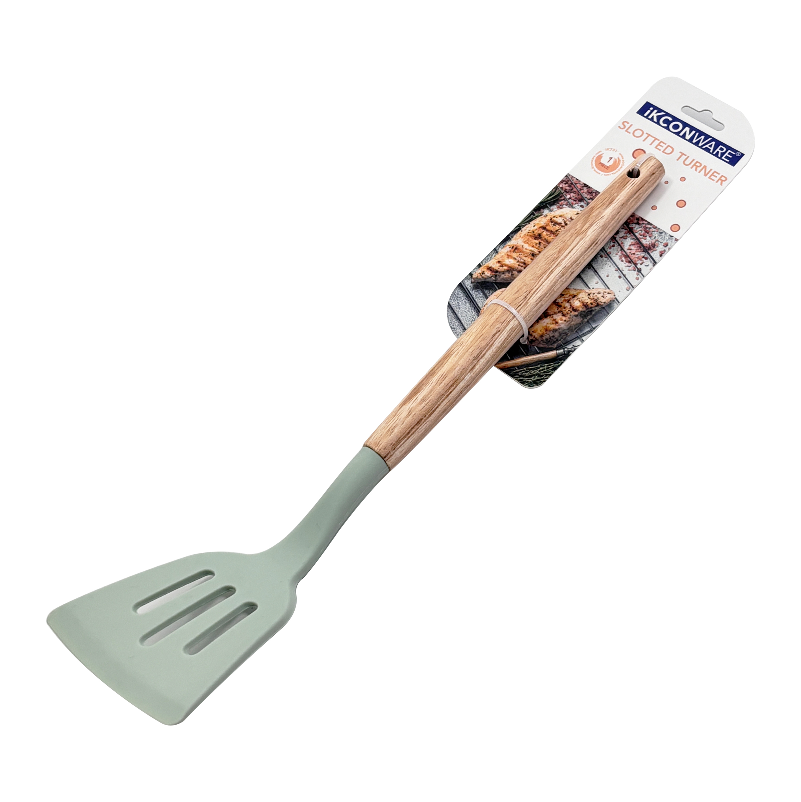 Premium Silicone Slotted Spatula with Wooden Handle