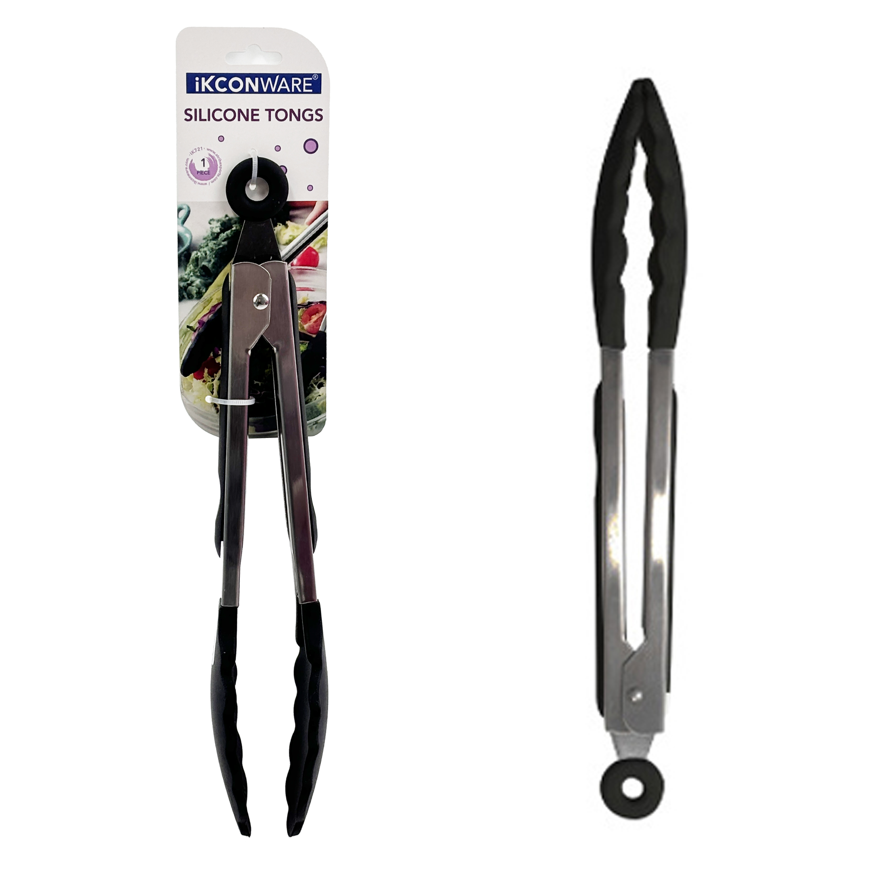 Stainless Steel Handle Silicone Frying Tongs
