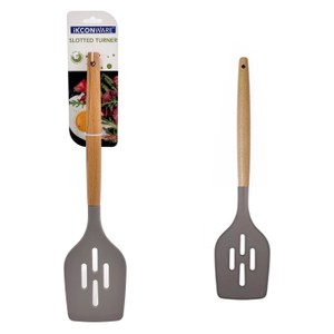 Wooden Handle Silicone Slotted Turner