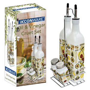 Elegant Glass Oil & Vinegar Cruet Set