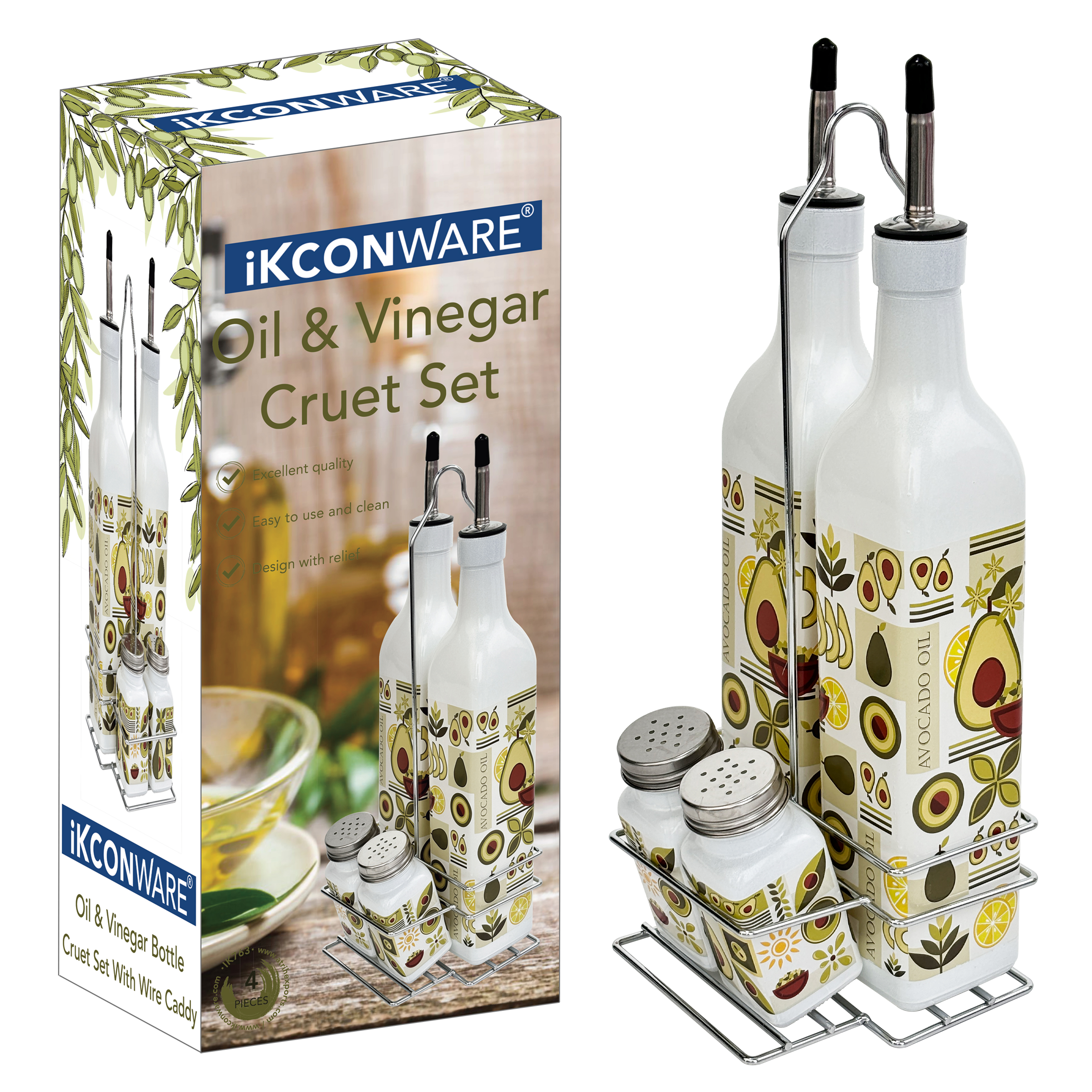 Elegant Glass Oil & Vinegar Cruet Set