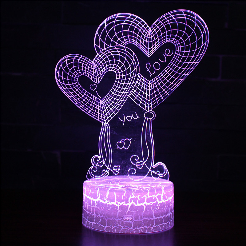 3d Decoration Led Illusion Lamp Touch Control Optical Illusion Visualization Love Sign LED Night Light Lamp
