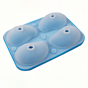 4 Cavity Mango Shaped Silicone Mold with Lid, Food Grade Non-Stick Ice Cube Tray