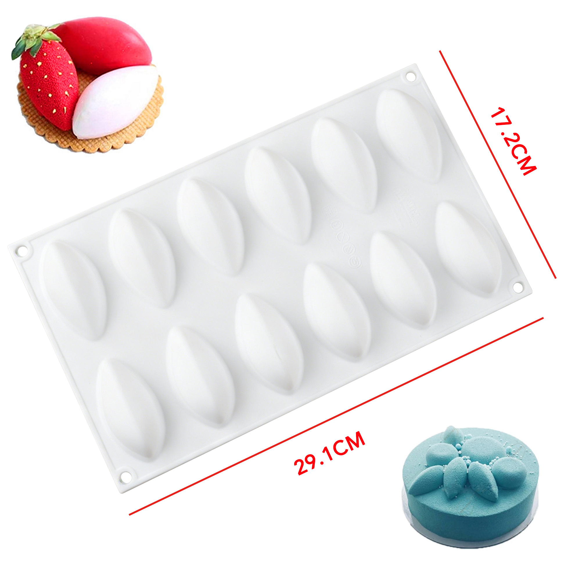 12 Cavity Olive Shaped Silicone Mold, Food Grade Nonstick Baking Tray
