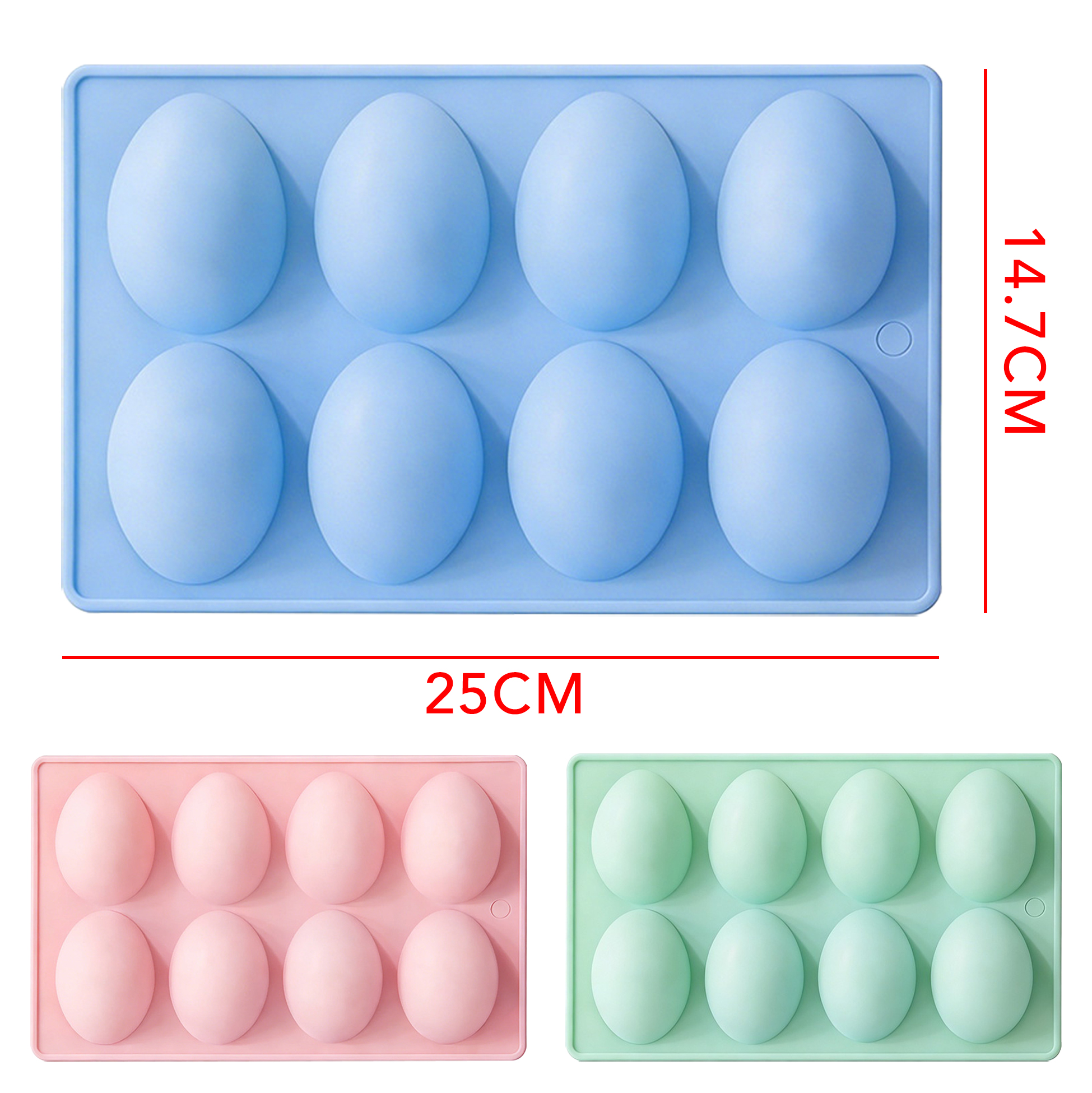 8 Cavity Easter Egg Silicone Mold, Non-Stick Food Grade Silicone Mold