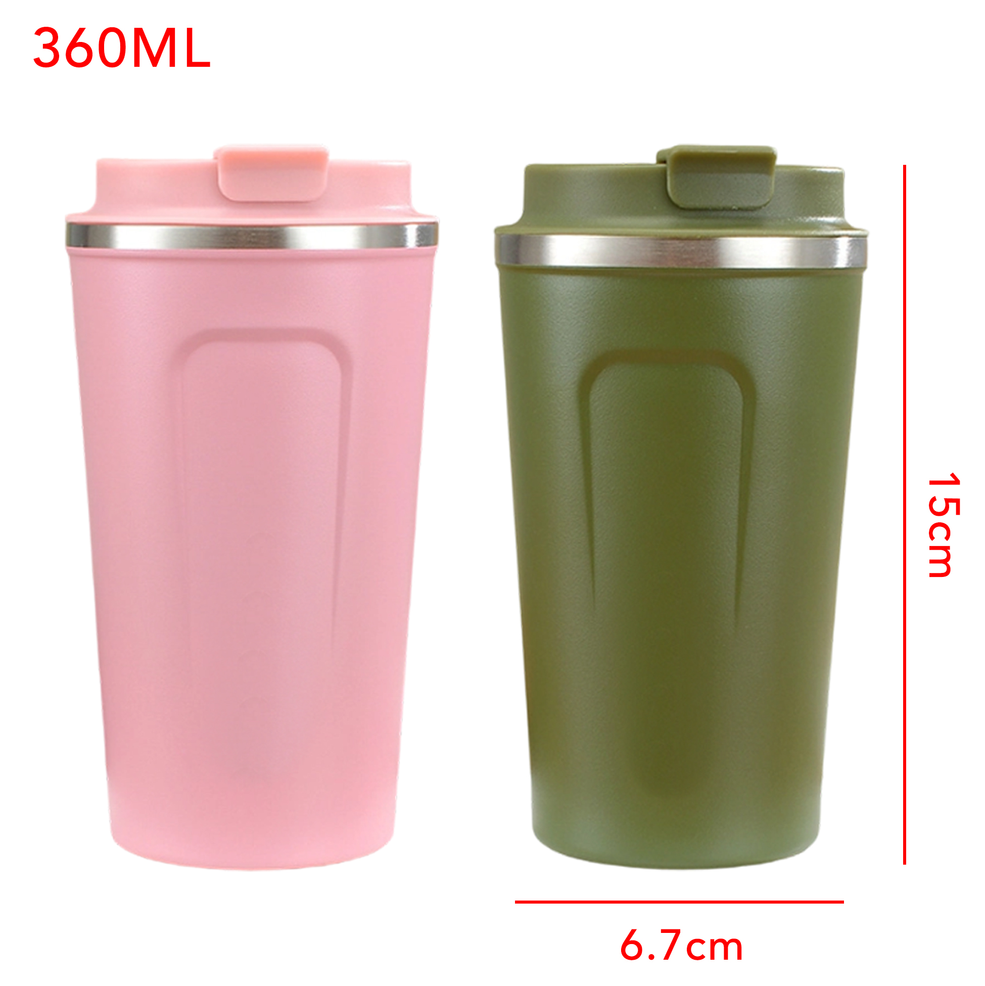 360ML Insulated Stainless Steel Coffee Tumbler with Flip Lid
