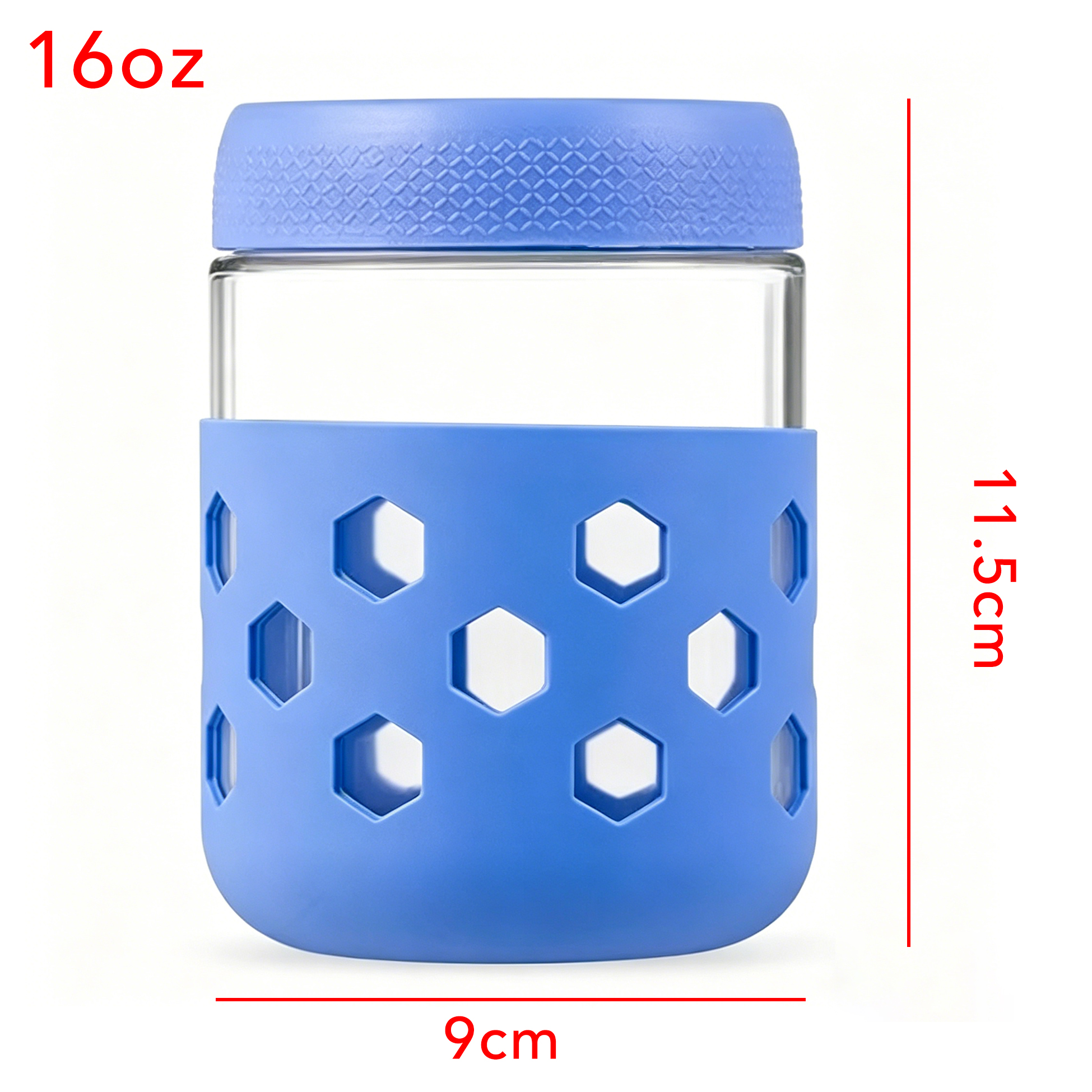 16oz Glass Overnight Oats Jars with Leakproof Lids And Silicone Sleeves, Airtight Food Storage Containers