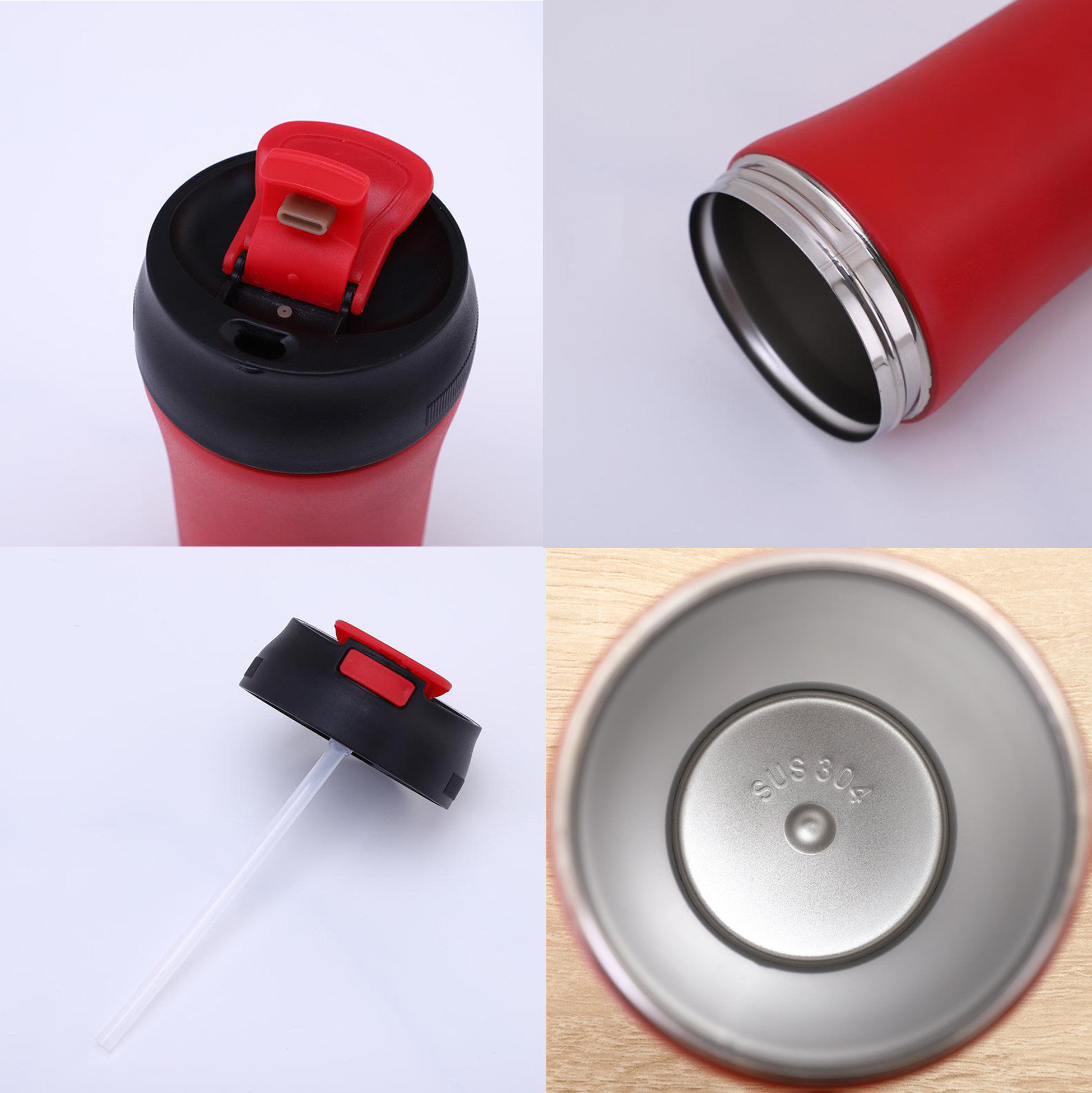 300ML Stainless Steel Vacuum Insulated Coffee Mug with Straw