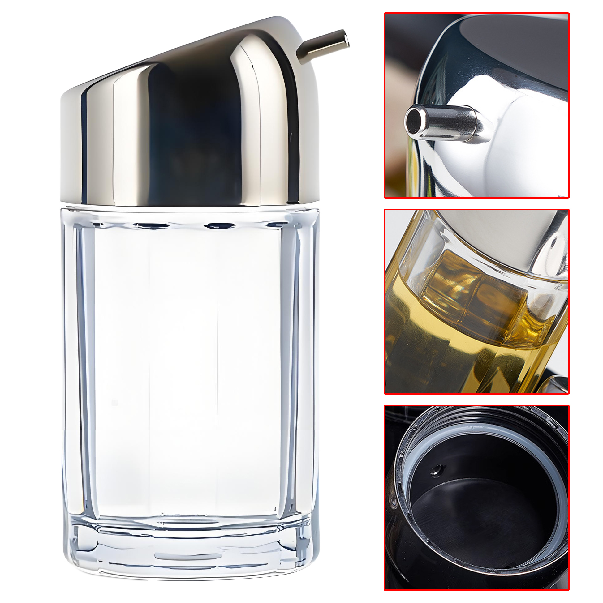 Oil Dispenser Bottle with Stainless Steel Lid