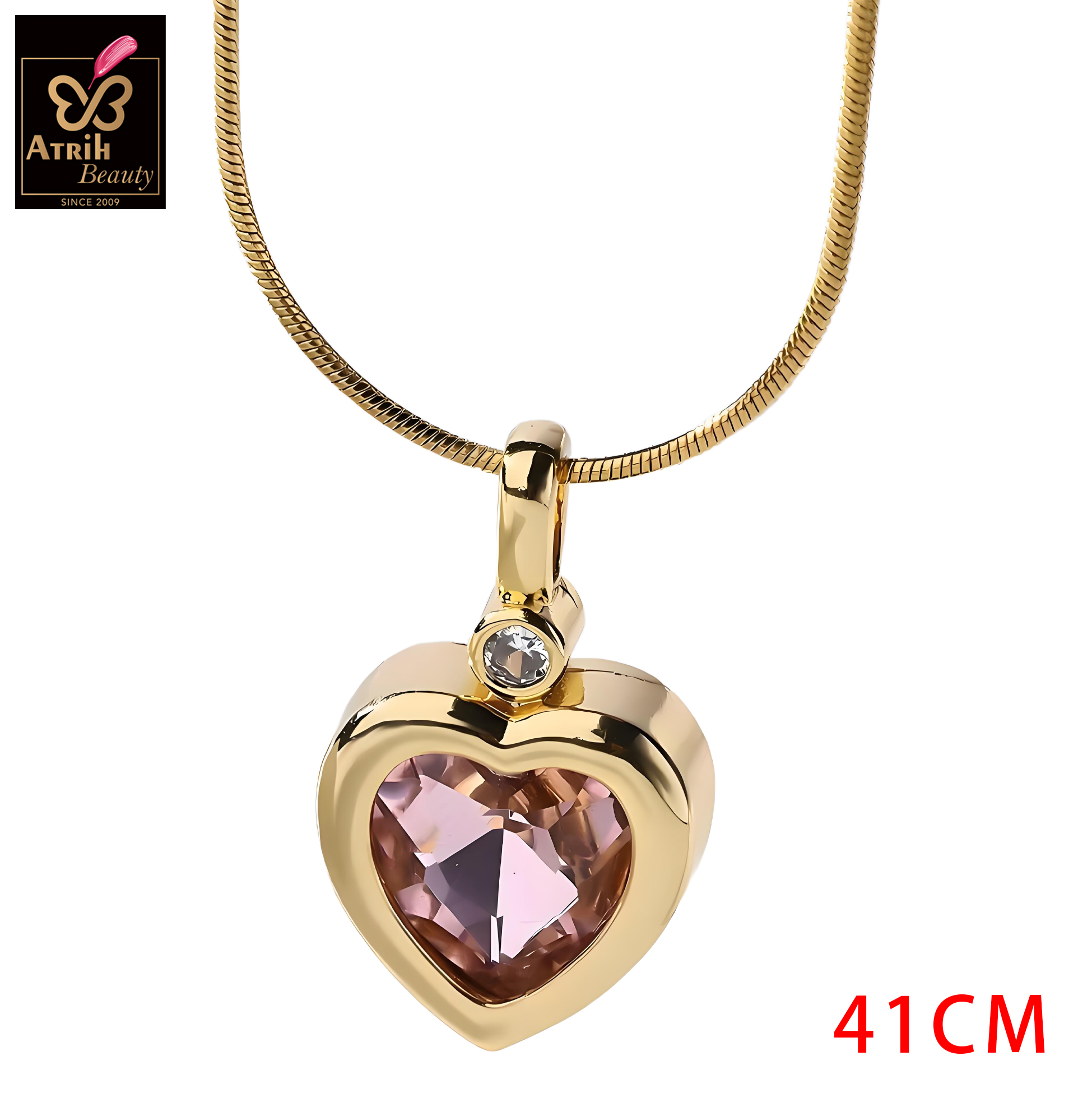 Golden Heart Shaped Pendant Necklace with Crystal Embellishment