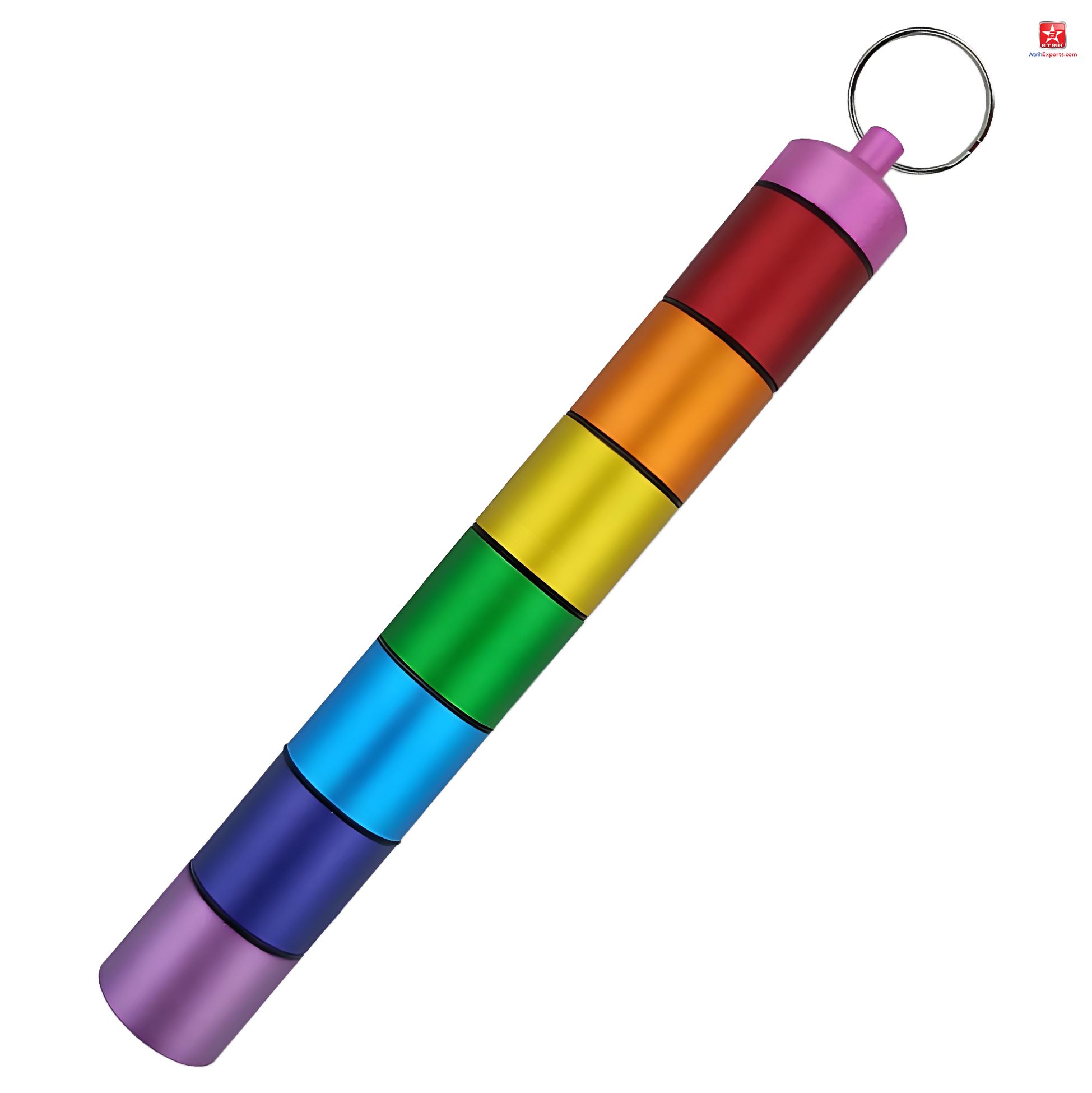 Rainbow Colored Pill Organizer Keychain