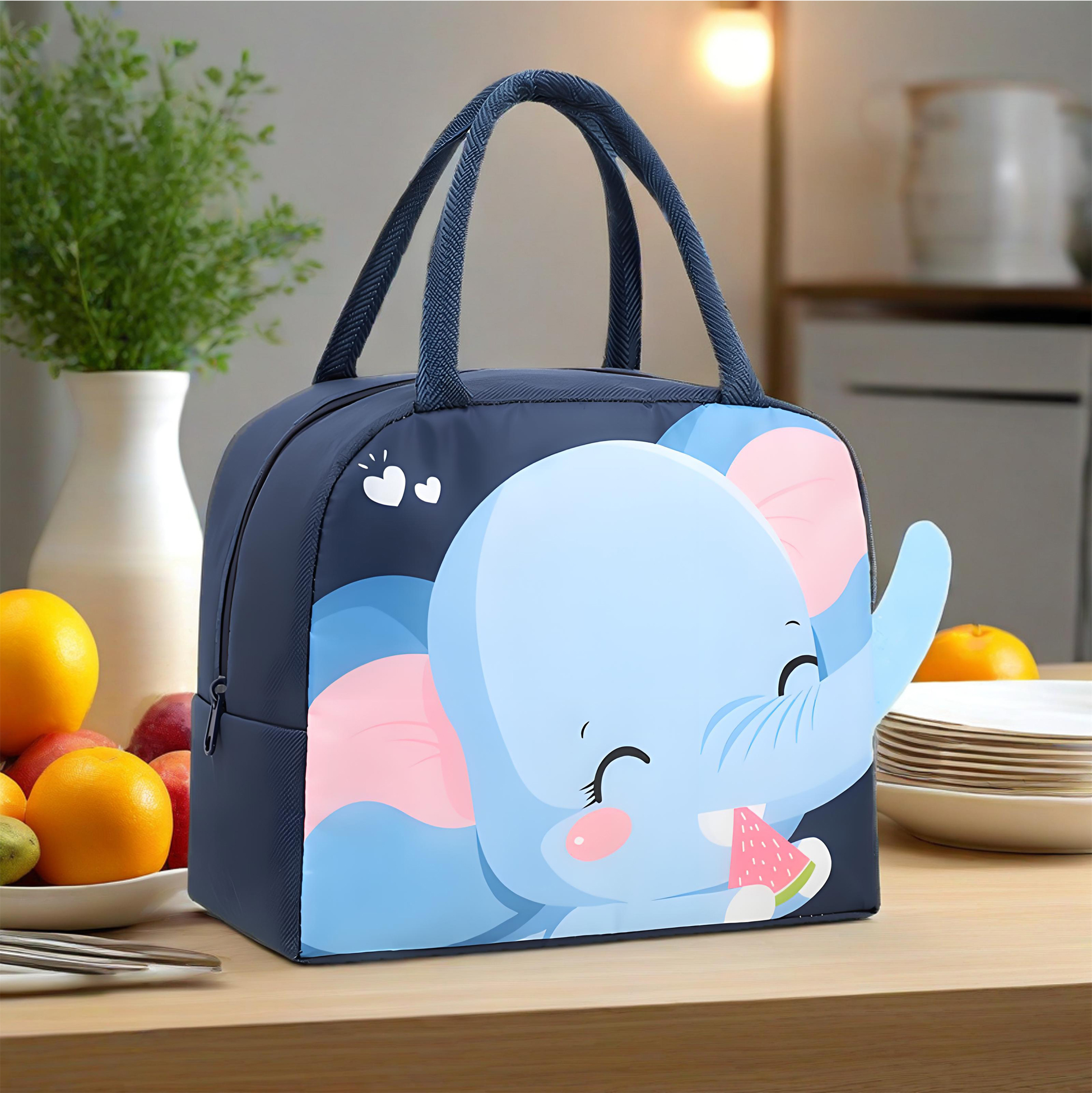 Navy Blue Elephant Themed Kids Lunch Bag