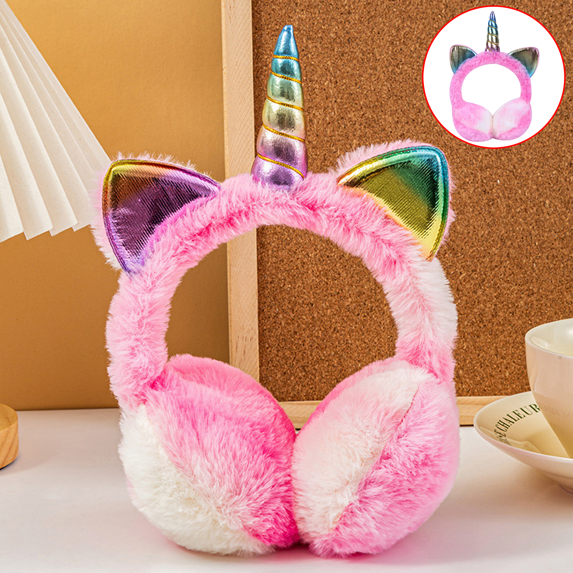 Unicorn Earmuffs with Fluffy Fur