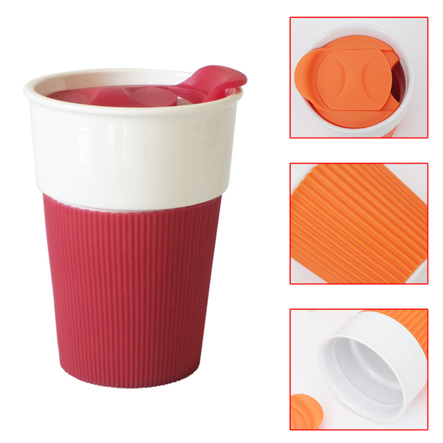 Insulated Travel Coffee Cup with Slider Lid Silicone Sleeve