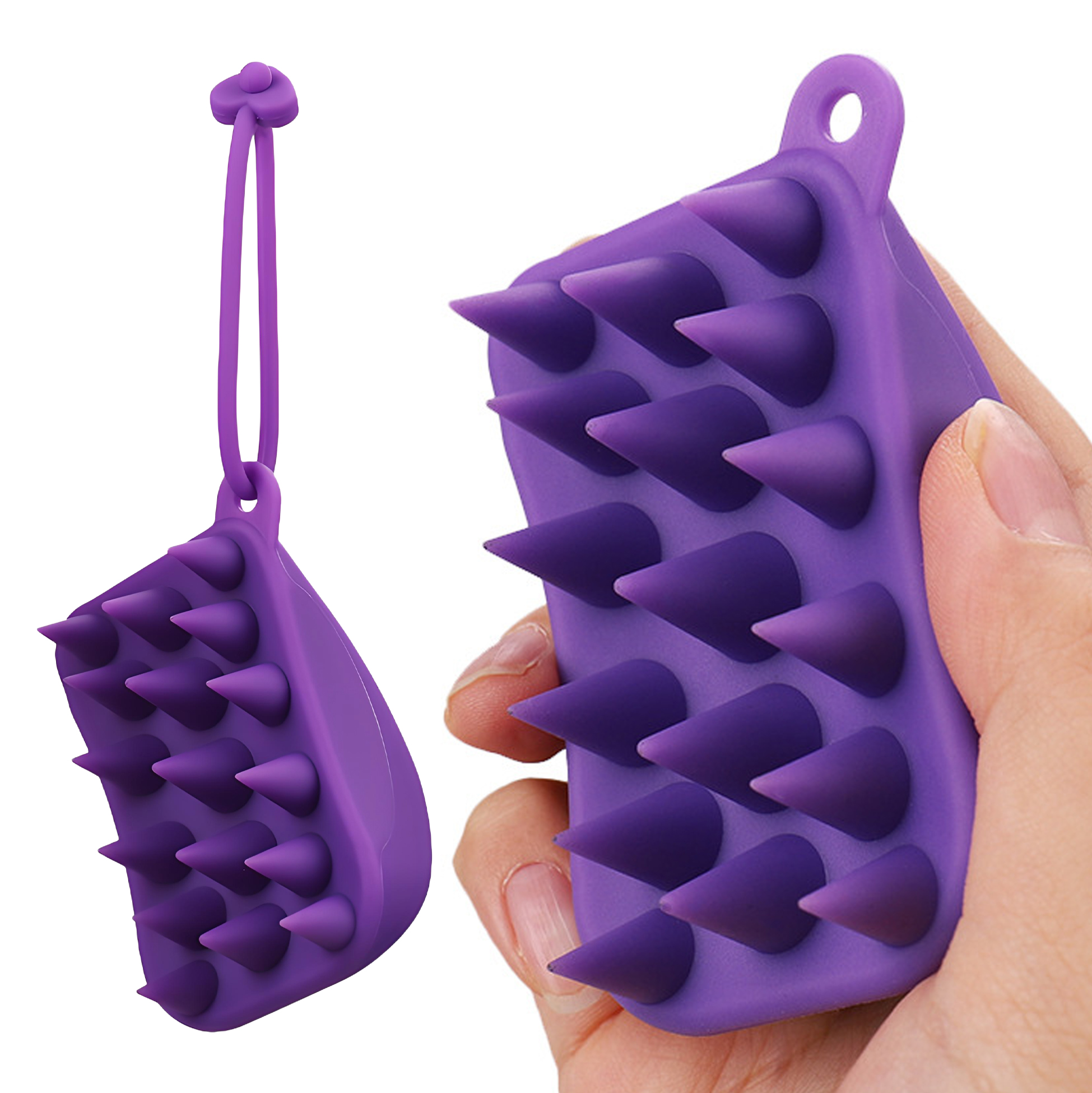Purple Silicone Hair Grooming And Massage Brush