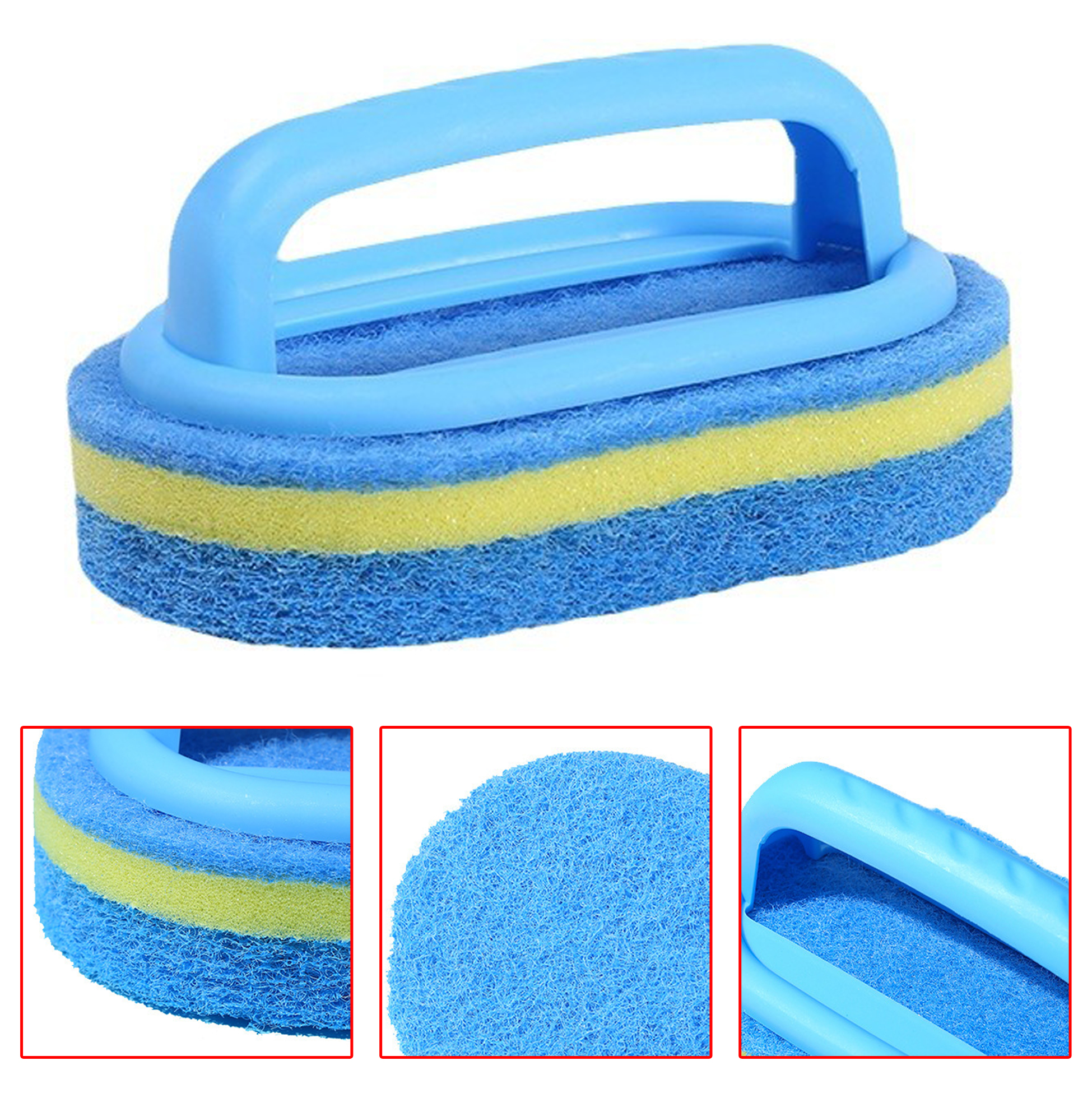 Ergonomic Handle Sponge Scrubber for Kitchen