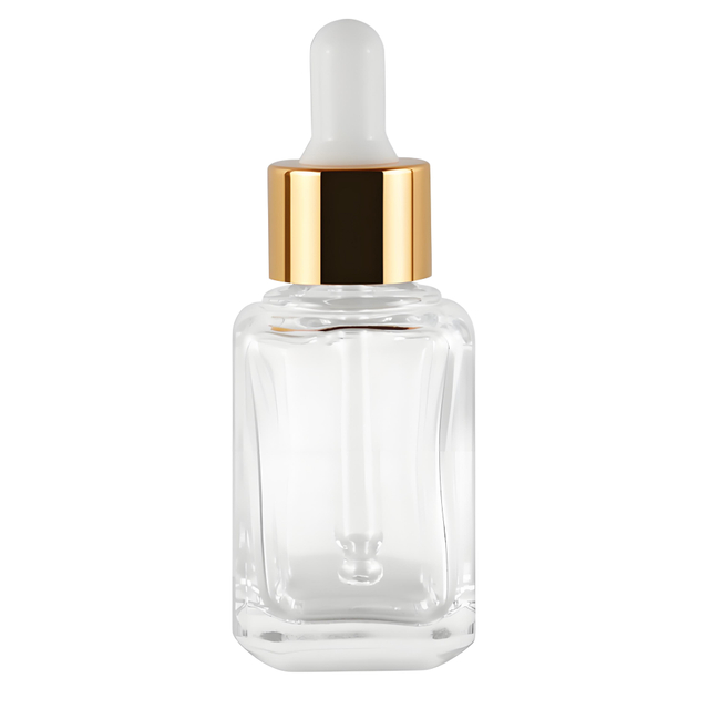 Clear Glass Dropper Bottle with Gold 
