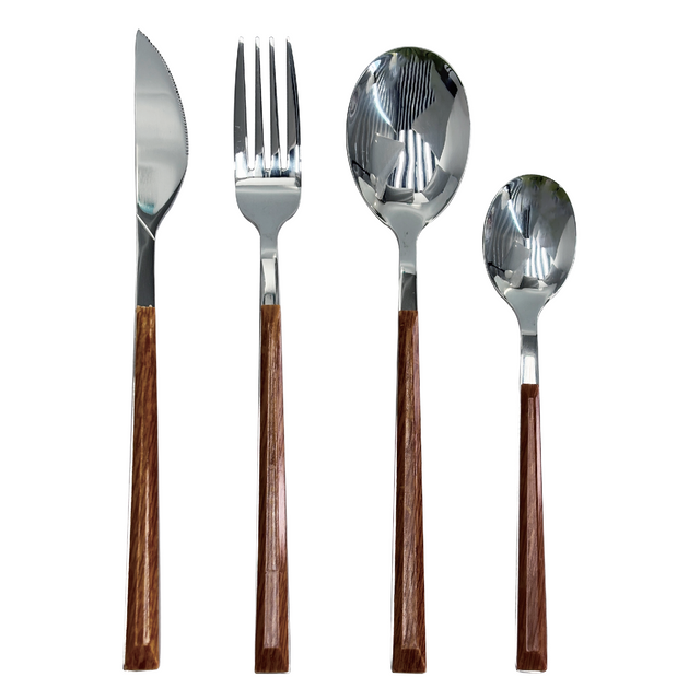 Stainless Steel Cutlery Set with Wooden Handles