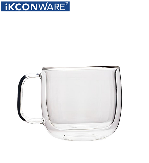 530ml Double Walled Glass Mug with Ergonomic Handle