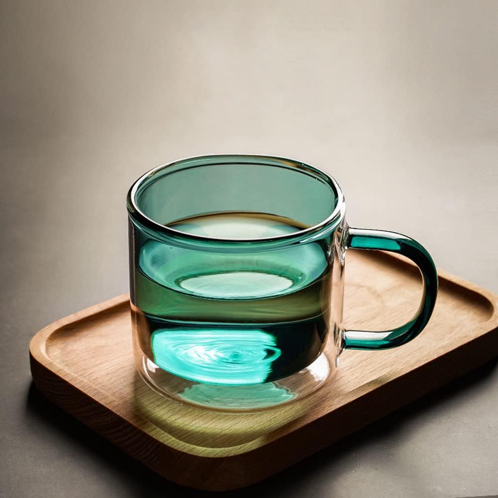 200ml Double Walled Pink tinted Glass Mug with Handle