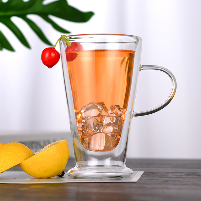 Clear Double Wall Glass with Handle