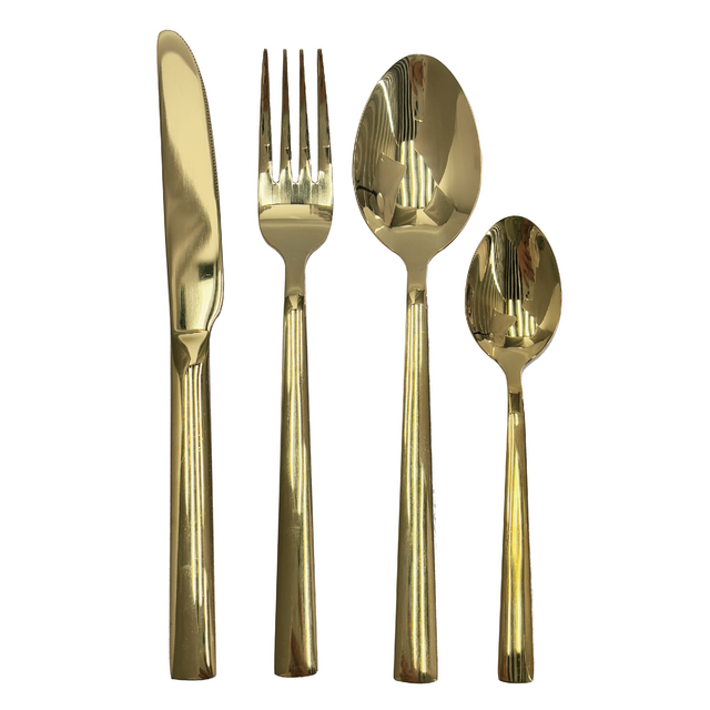 Gold/Silver Plated Striped Design Stainless Steel Cutlery Set