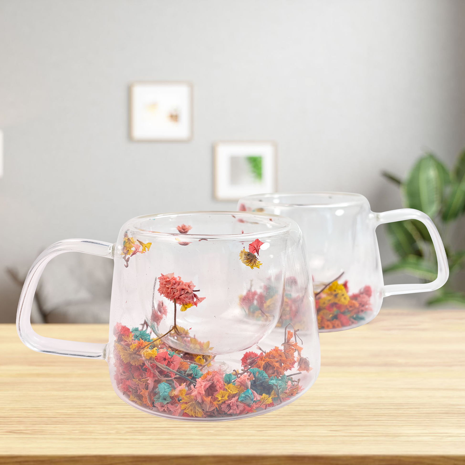 150ml Flower Double Wall Coffee Mugs