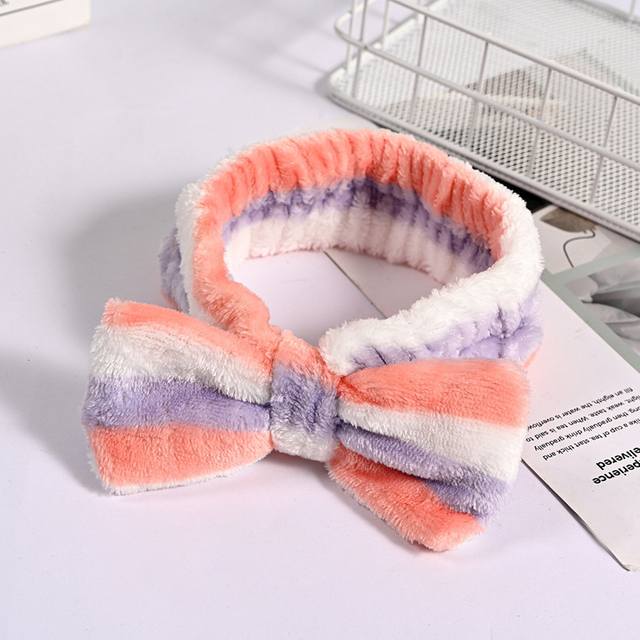 Striped Plush Bow Headband