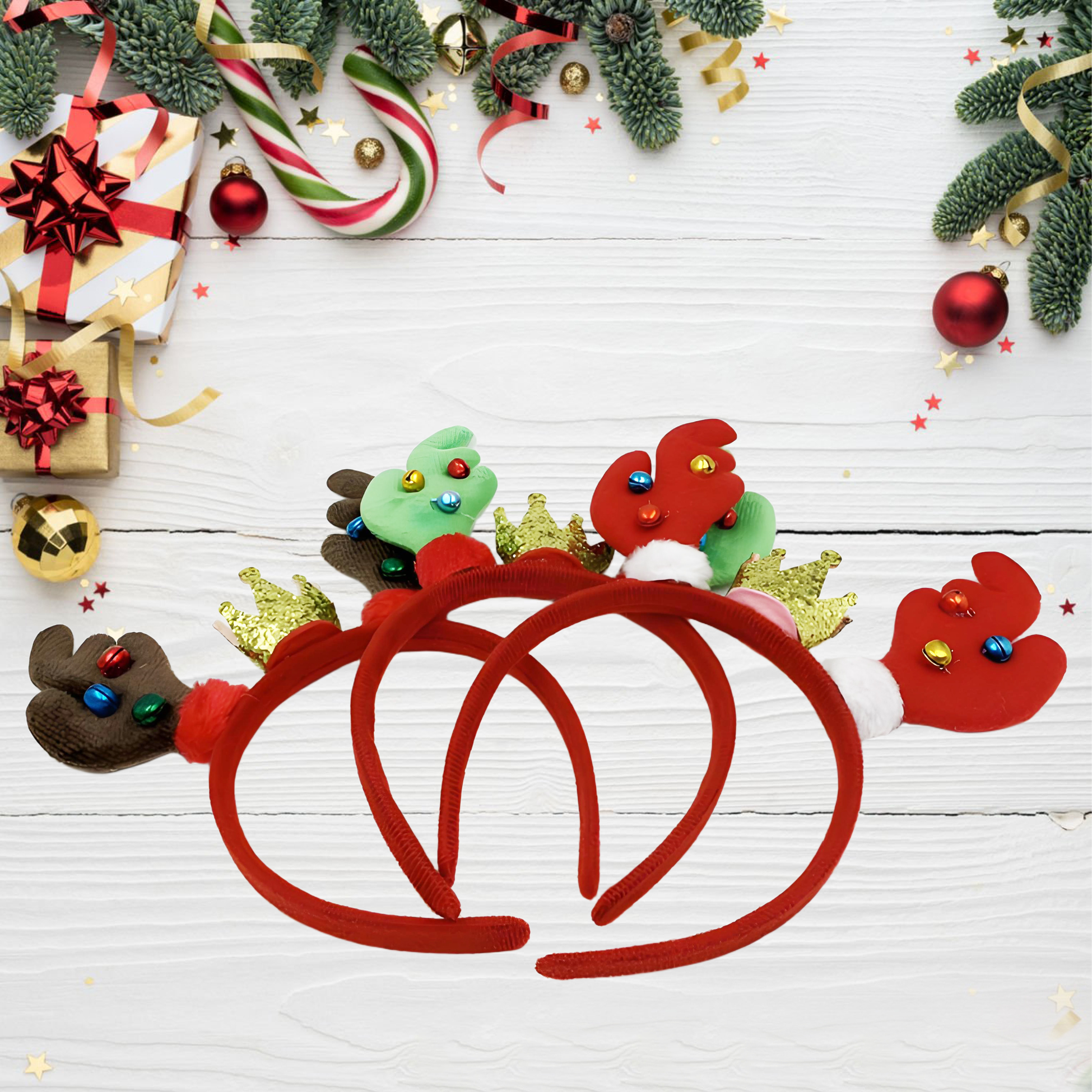 Christmas Reindeer Antler Headband with Crown