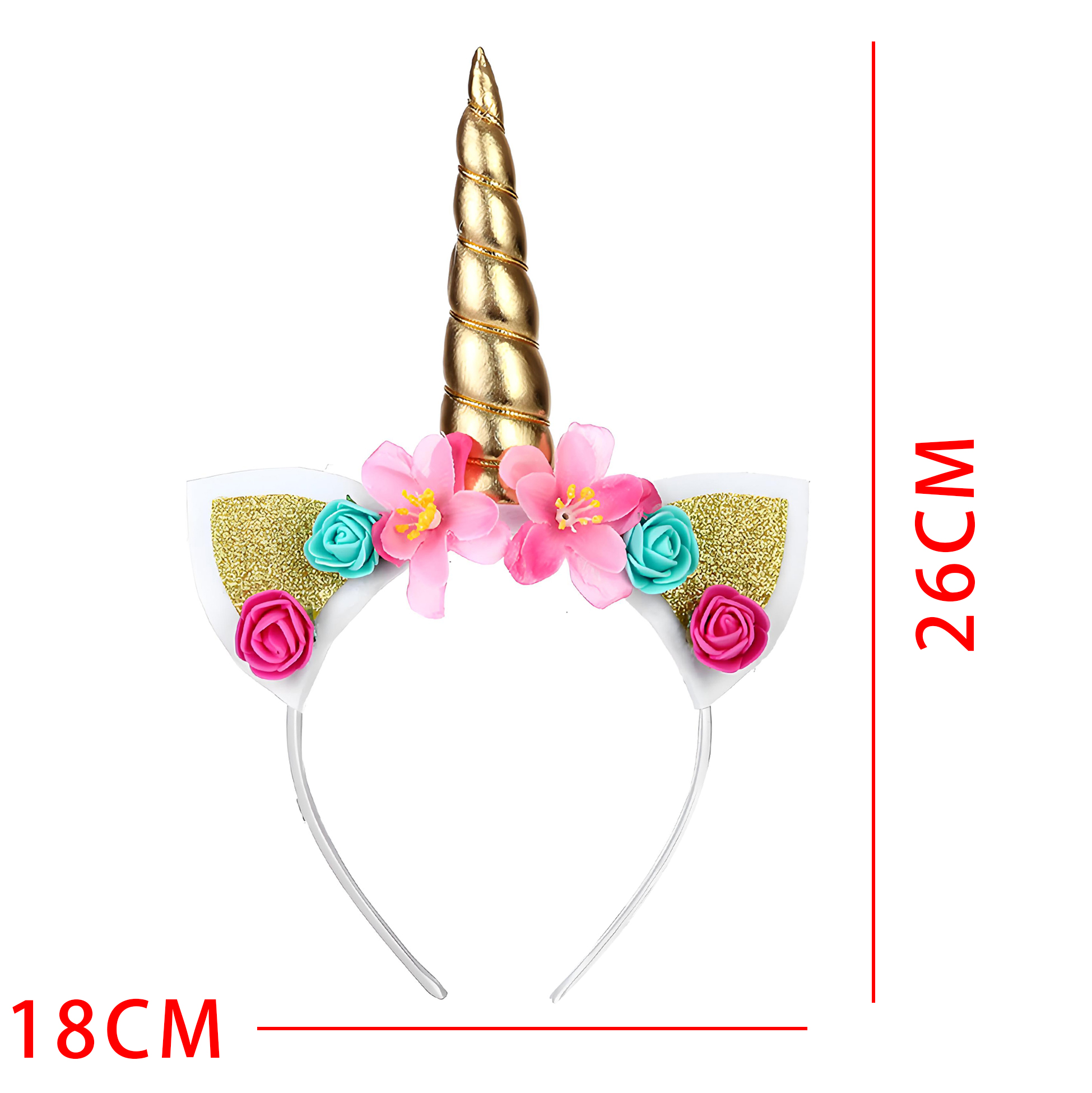 Unicorn Headband with Flower Decorations