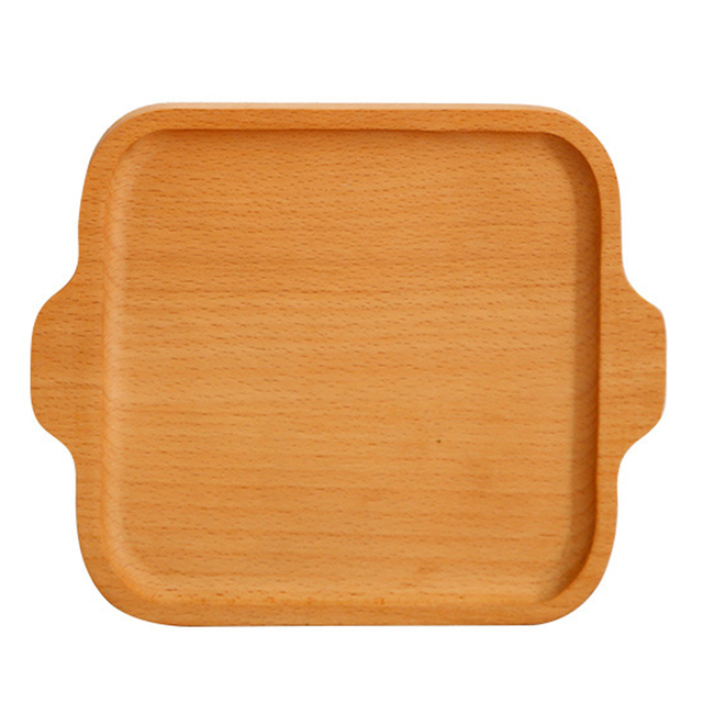 Square Wooden Serving Tray with Handles