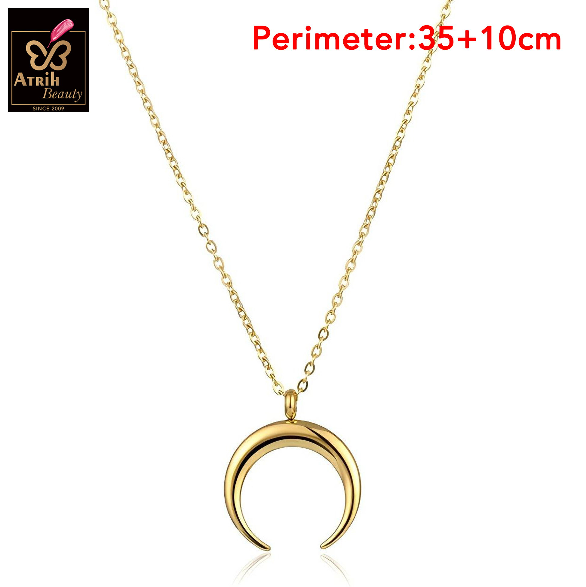  Gold Plated Crescent Moon Pendant Necklace